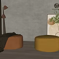 Modern sofa stool sofa stool combination 3d model