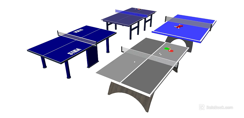 Sports Equipment Ping Pong Tables With Various Designs Blue Gray Surfaces And Stiga 3d model 