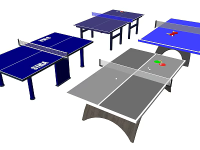 Sports Equipment Ping Pong Tables With Various Designs Blue Gray Surfaces And Stiga 3d model