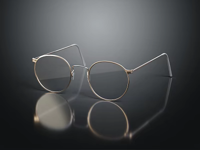 Round Metal Frame Glasses With Transparent Lenses And Sleek Minimalist Design 3d model