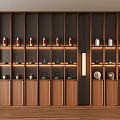 Stylish Wooden Display Cabinet With Shelves For Tea Sets And Decor Items