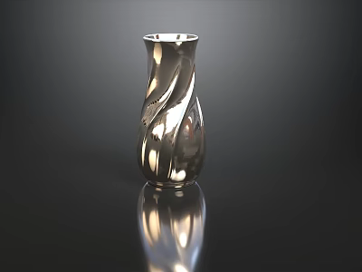 Silver Metallic Decorative Ornament Set With Spiral Texture And Reflective Surface 3d model