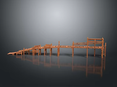 Modern wooden bridge cartoon wooden bridge cartoon wooden bridge small bridge 3d model