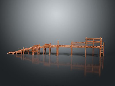 Modern wooden bridge cartoon wooden bridge cartoon wooden bridge small bridge 3d model