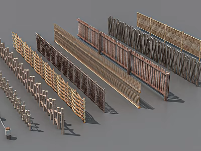 Various Wooden Fences With Different Designs For Garden And Backyard Use 3d model