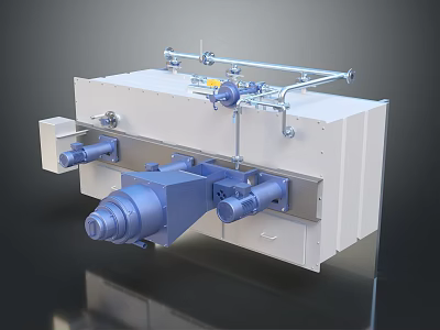 Industrial Mechanical Equipment With Pipes Valves And Electric Motor Components 3d model