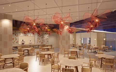 Japanese-style buffet restaurant 3d model