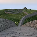 Scenic Great Wall Landscape With Winding Stone Paths Green Hills And Sunset View