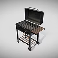 Portable Black Barbecue Grill With Rolling Wheels Metal Grate And Side Shelf