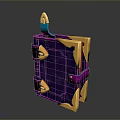 Purple Book Shaped Decorative Lifestyle Accessory With Gold Ornamental Straps And Buckles