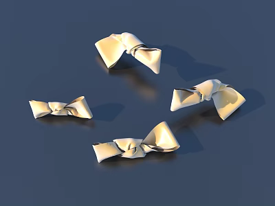 Household Items Three Golden Bows Displayed On Dark Blue Background 3d model