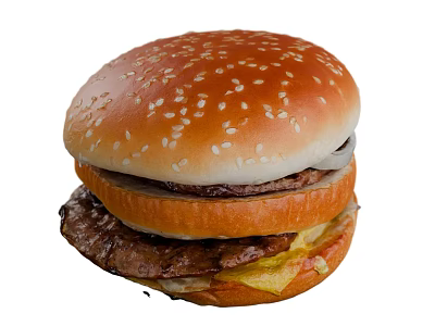 Delicious Hamburger with Sesame Seed Bun Juicy Beef Patty Fresh Onion and Crispy Lettuce 3d model