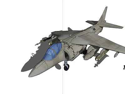 Detailed Gray Fighter Jet With Mounted Missiles Cockpit And Landing Gear 3d model