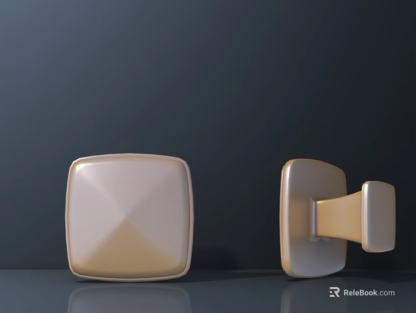 Square Gold Cabinet Handles With Modern Sleek Design And Glossy Surface 3d model 