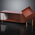Modern Wooden Console Table With Open Top And Lower Shelf Holding Books