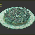 Delicious Homemade Fruit Tart with Fresh Strawberries and Figs on White Plate with Gold Pattern