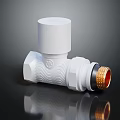 Hardware Tool White Valve with Top Round Cover and Bottom Golden Thread on Black Background