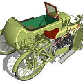 Vintage Green Motorcycle With Red Seat Twin Cylinder Engine Retro Classic Design