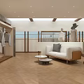 Modern Clothing Store Interior With Display Racks Apparel Herringbone Floor And Recessed Lights