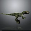 Green Spotted Dinosaur Model In Standing Pose With Gray Gradient Background And Reflection 3d model