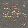 Modern Fish Koi Fish Group Koi Fish Group Japanese Koi Carp Fish Goldfish Combination Koi Red Yellow Goldfish Koi 3d model