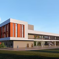 Modern Fire Station Building Exterior Design With Red White Facade Fire Truck And Glass Elements
