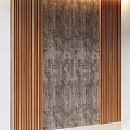 Modern Accent Wall Design With Textured Dark Surface And Vertical Wooden Slats