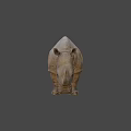 Realistic 3D Rendered Rhinoceros Model With Detailed Texture And Standing Pose