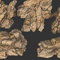 3D Rendered Natural Stone Wood Models With Textured Surfaces And Organic Shapes
