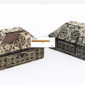 Vintage Decorative Storage Boxes With Intricate Cutout Patterns And Ornate Designs 3d model