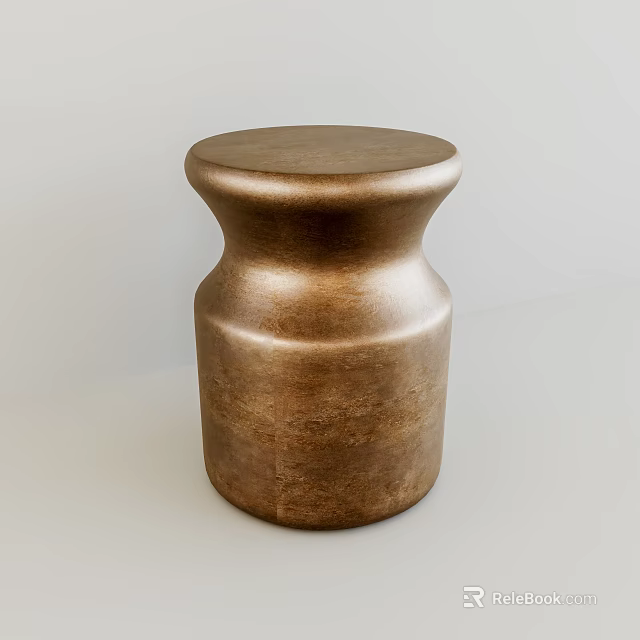 Copper Metallic Stool With Round Smooth Surface And Modern Minimalist Design 3d model 