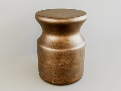 Copper Metallic Stool With Round Smooth Surface And Modern Minimalist Design 3d model
