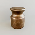 Copper Metallic Stool With Round Smooth Surface And Modern Minimalist Design