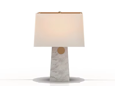 Modern Square Table Lamp With Light Colored Shade And Marble Base Gold Circle 3d model