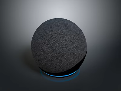 Gray Spherical Smart Home Device With Blue Light Ring For Daily Use 3d model