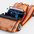 Orange Vintage Convertible Car With Classic Grille Large Wheels And Retro Design