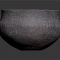 Ancient Style Sculpture Carving of Clay Pot with Decorative Patterns and Dark Brown Finish