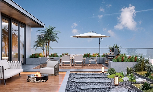 Modern Roof Garden 3d model