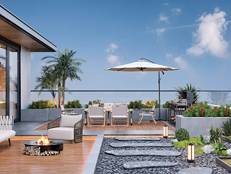 Modern Roof Garden 3d model
