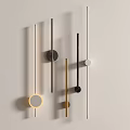 Modern Wall Mounted Lamps With Slim Strip Design And Circular Accents In Black White Gold