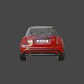 Red Mini Car With White Stripes Modern Headlights And Sleek Exterior Design