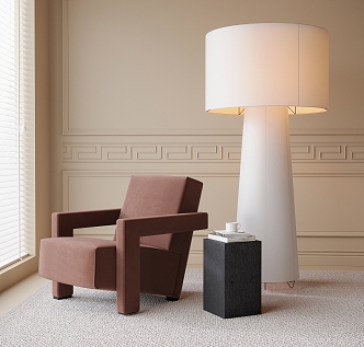 Modern Single Sofa Lounge Chair Floor Lamp 3d model