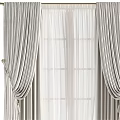 Elegant Striped Curtains With Sheer Inner Layer And Gold Tiebacks For Windows