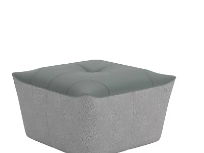 Modern Gray Square Ottoman With Soft Upholstered Cushion And Stylish Design 3d model