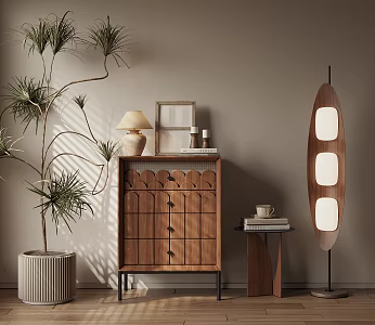 Low Cabinet Bucket Cabinet Decorative Cabinet Entrance Cabinet Floor Lamp Side Potted Plant Ornaments 3d model