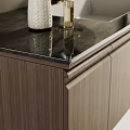 Modern Bathroom Interior Design With Wooden Cabinet And Built-in Mirror Glass Shower Natural Light