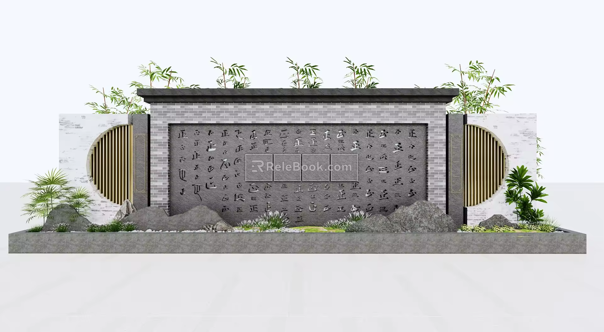 New Chinese Style End View Wall Screen Wall 3d model