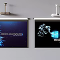 Projection Monitoring Setup With Hanging Projectors And Visual Display Screens