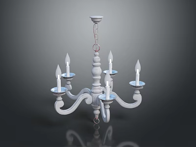 Classic White Chandelier With Multiple Candle Shaped Arms And Elegant Design 3d model