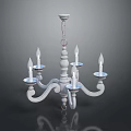Classic White Chandelier With Multiple Candle Shaped Arms And Elegant Design 3d model